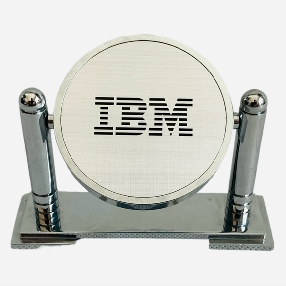 IBM Clock Chrome Swivel Desk Clock Blue Dial Clock Quartz Clock Gift - Picture 5 of 5